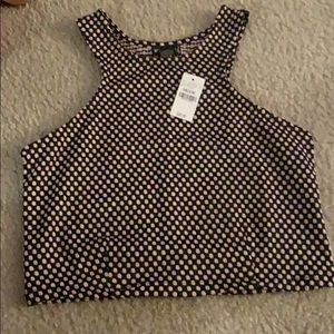 Black and pink dotted crop top